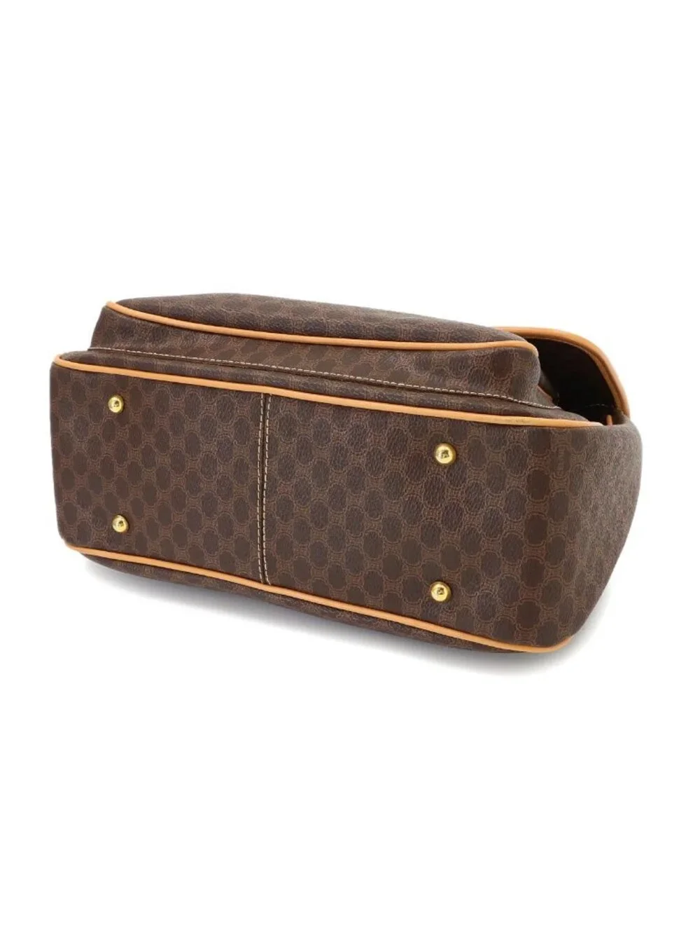 Celine Macadam Hand Bag Leather Brown Gold Vintage